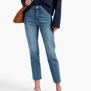 FRAME Le Sylvie Crop Straight Raw Edge Jeans in Bonhill, Size 23